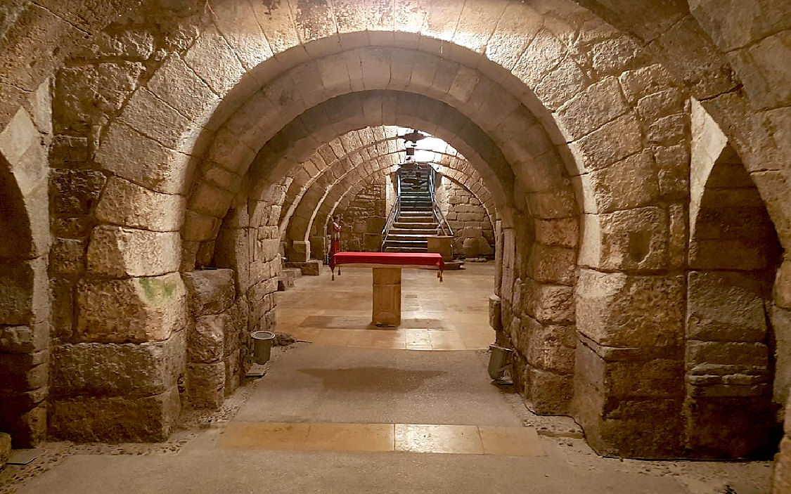 A subterranean stone built crypt, Saint Antonius Cathedral, Spain