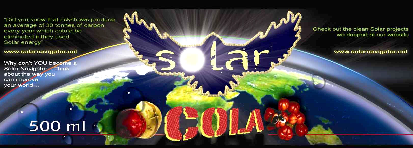 Solar Cola label, a life sustaining sunshine drink